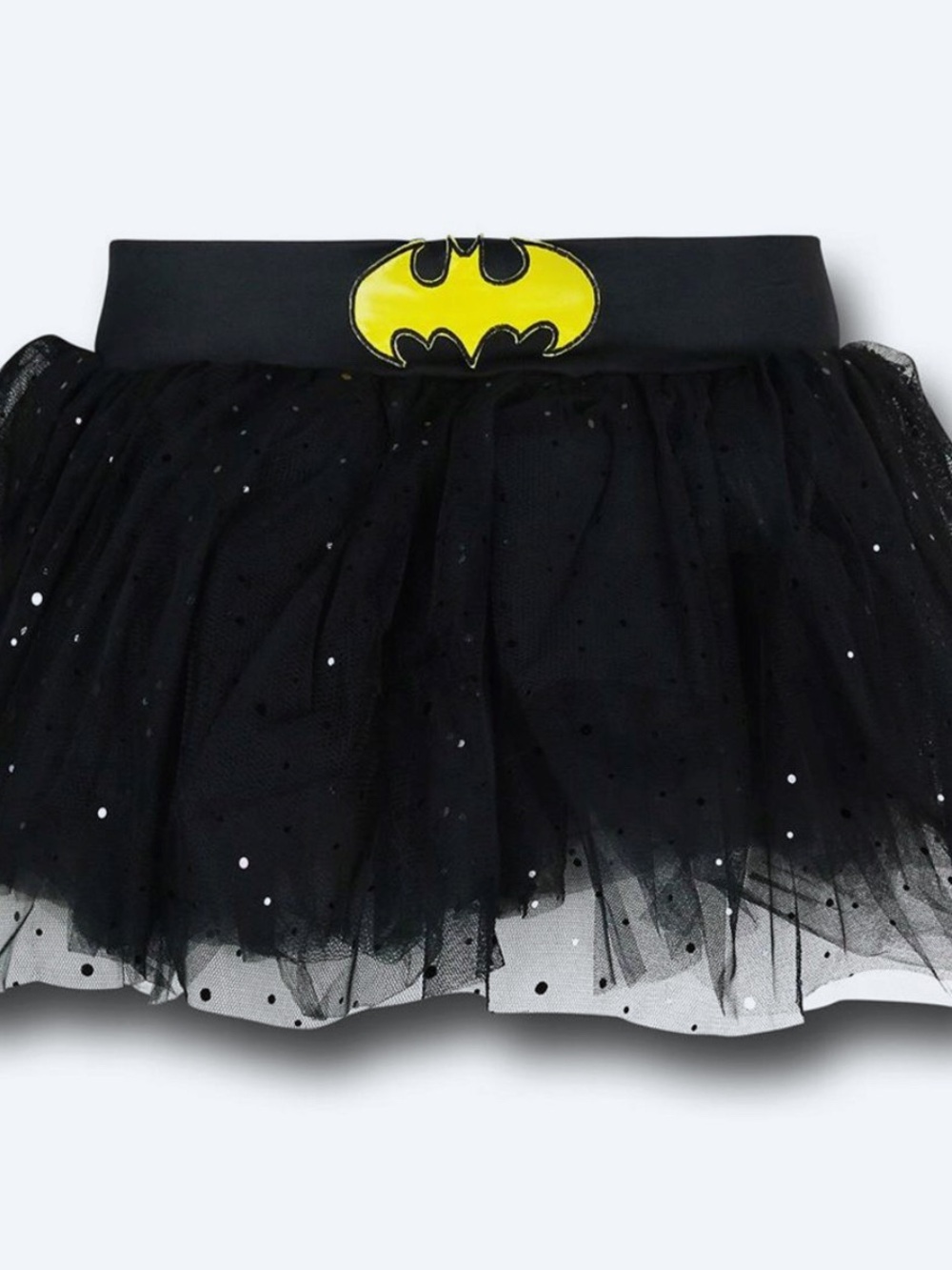 Rubie's Black Tulle Tutu Skirt with Yellow Bat Emblem